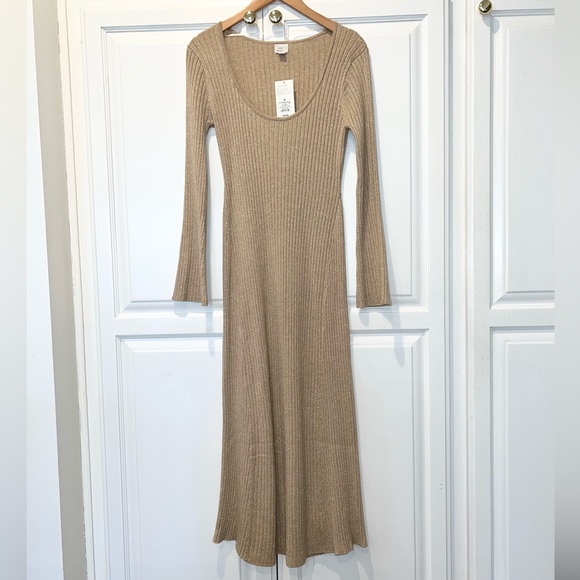 A New Day Long Sleeve Maxi Sweater Dress - Gold Sz Med NWT - Picture 4 of 6